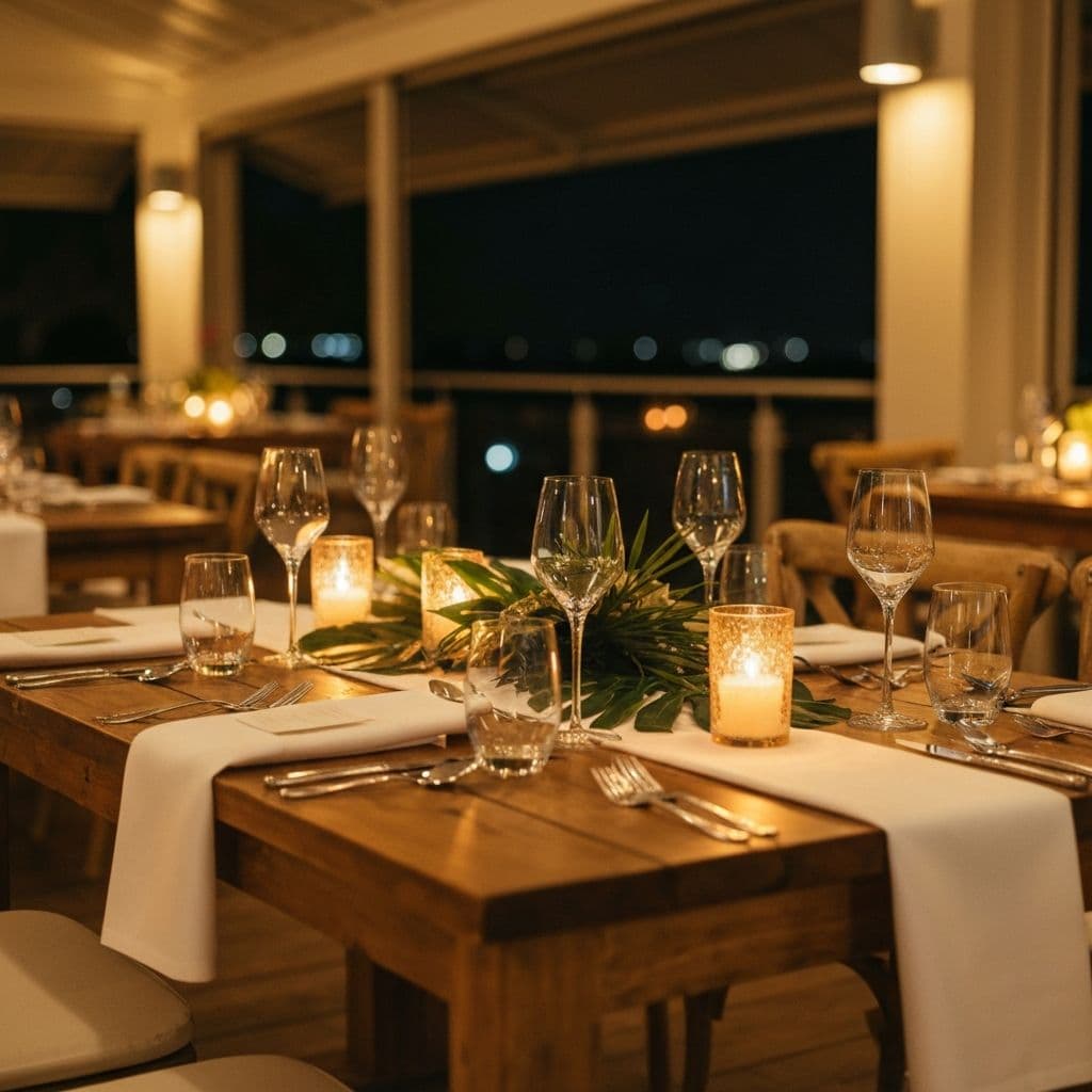 Mesa elegante preparada para jantar exclusivo